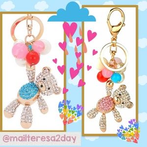 💖NEW:GOLD & BLING KEYCHAIN/PURSE CHARM BEAR